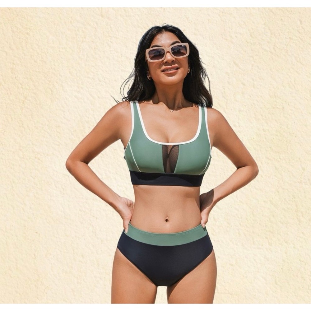 Green and Black Women's Bikini Set